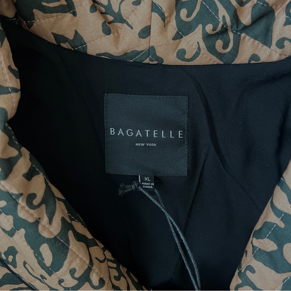 BAGATELLE Quilted Jacket Button Tie Belt Floral Black Camel XL NWT - Picture 9 of 12